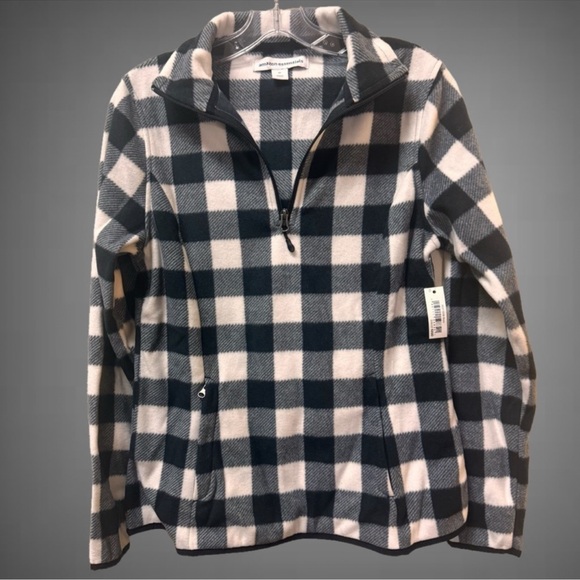 NWT Amazon Essentials Classic Fit Quarter Zip Polar Fleece Buffalo Plaid – XS - Picture 4 of 7